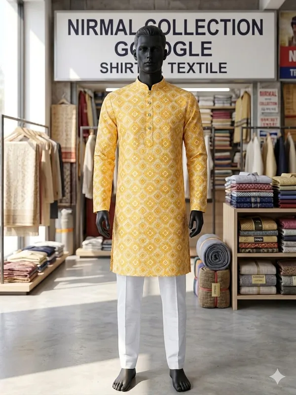 Yellow_Printed_Straight_Kurta_For_Men