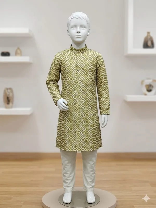 Green_Printed_Straight_Kurta_Set_for_Boys