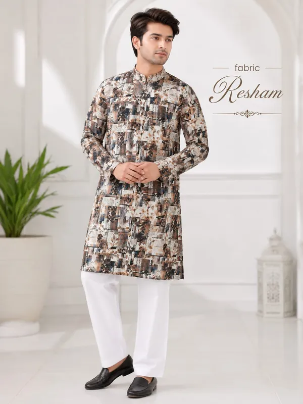 Multicolor_Resham_Straight_Kurta_for_Men