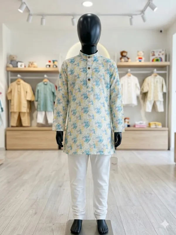 Cream_Printed_Regular_Fit_Kurta_Set_for_Men