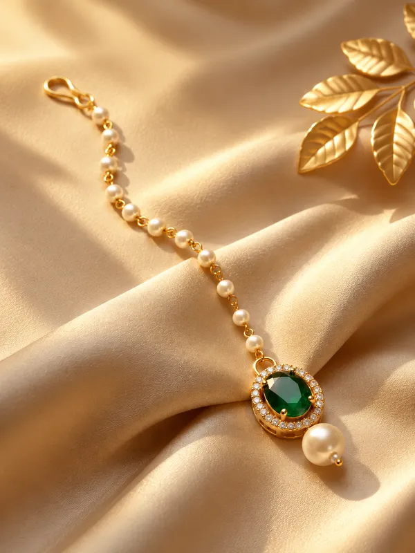 Jewelopia_Brass_Mother_Of_Pearl_Alloy_Stone_Maang_Tikka
