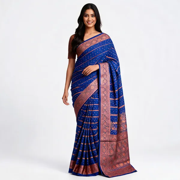 Blue_Banarasi_Georgette_Saree_For_Women