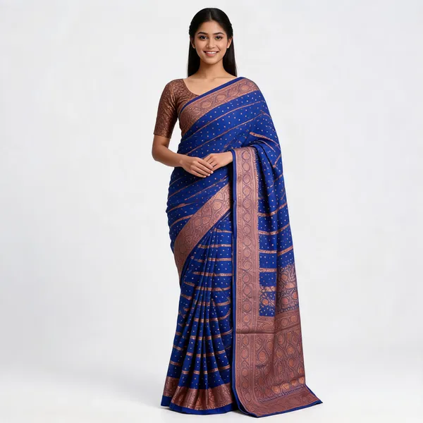 Blue_Banarasi_Georgette_Saree_For_Women