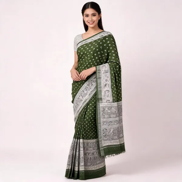 Green_Pure_Cotton_Digital_Print_Saree_For_Women