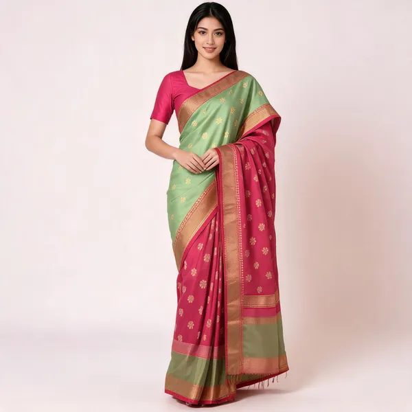 Green_Cotton_Silk_Saree_For_Women