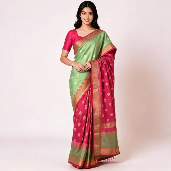 Green_Cotton_Silk_Saree_For_Women