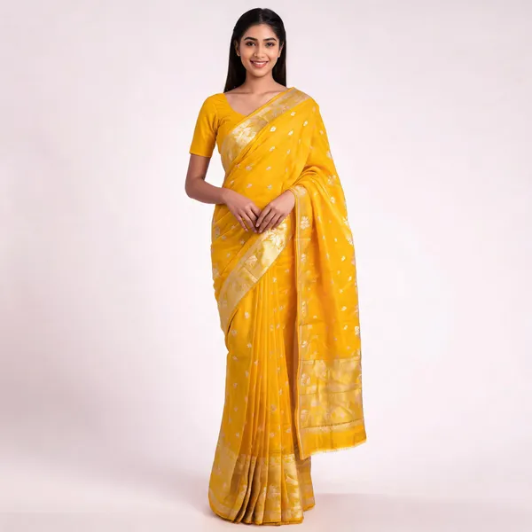 Yellow_Banarasi_Worm_Silk_Zari_Saree_For_Women