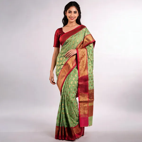 Green_Banarasi_Kora_Silk_Woven_Saree_For_Women