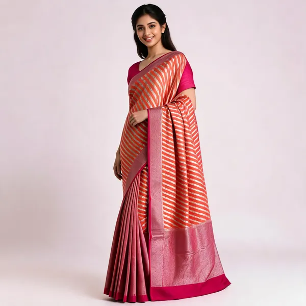 Orange_Handloom_Banarasi_Khaddi_Georgette_Saree_For_Women