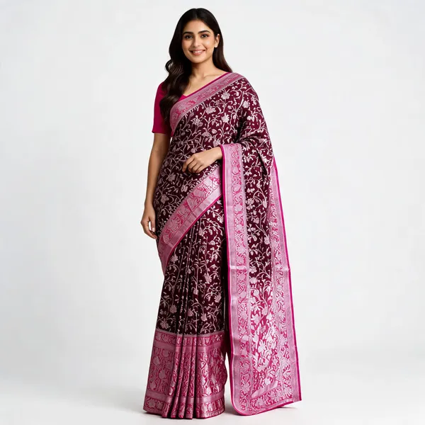 Maroon_Handloom_Banarasi_Khaddi_Georgette_Saree_For_Women