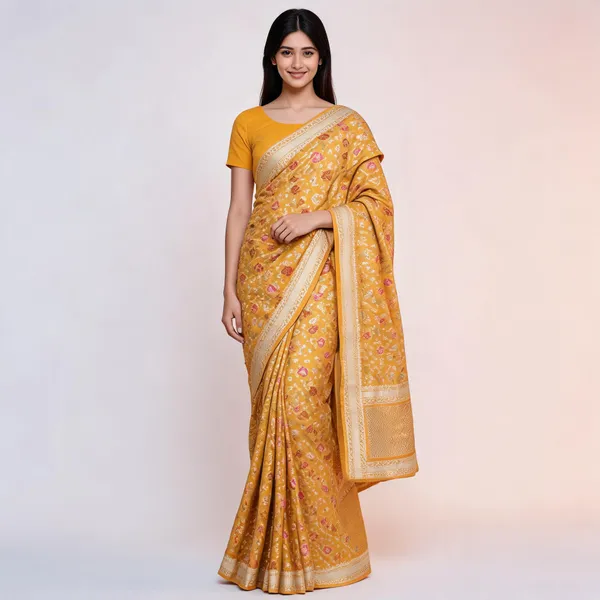 Mustard_Banarasi_Silk_Patola_Saree_For_Women