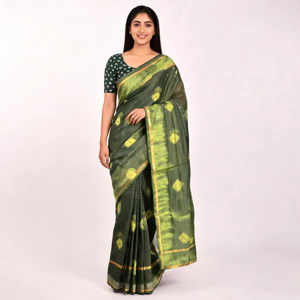 Green_Cotton_Kota_Woven_Saree_For_Women