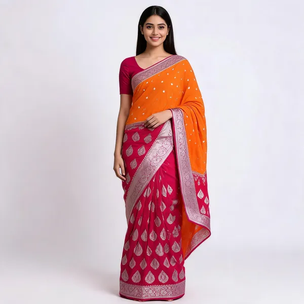 Orange_Banarasi_Chiffon_Zari_Motif_Saree_For_Women