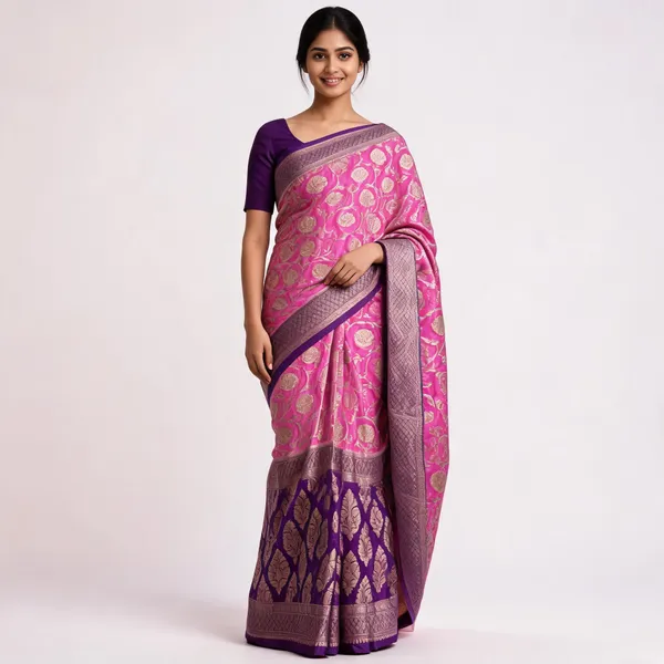 Pink_Handloom_Banarasi_Khaddi_Georgette_Saree_For_Women