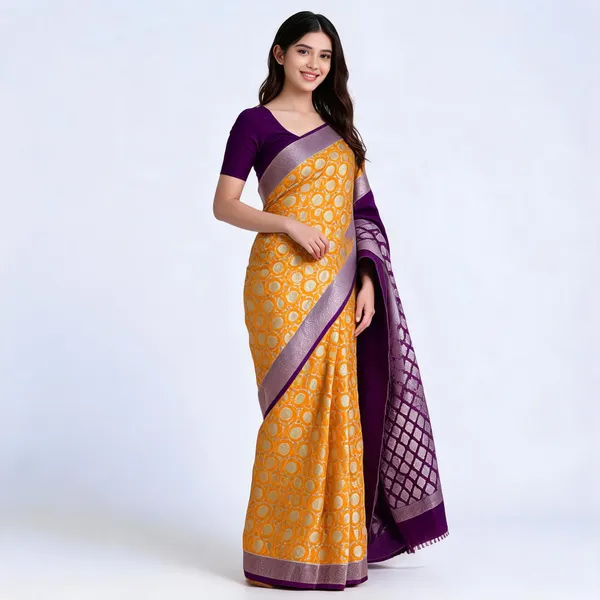 Orange_Handloom_Banarasi_Khaddi_Georgette_Saree_For_Women