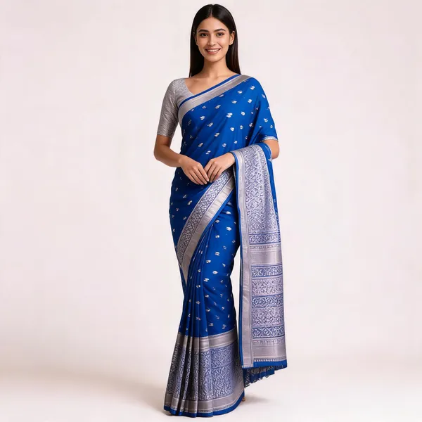 Blue_Banarasi_Worm_Silk_Saree_For_Women