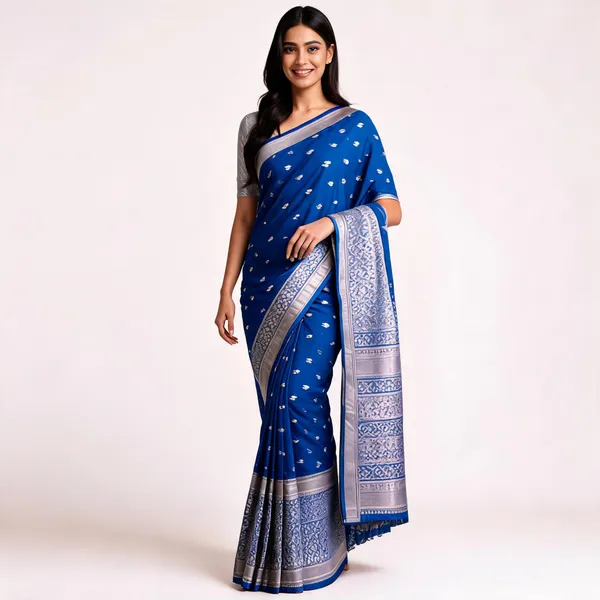 Blue_Banarasi_Worm_Silk_Saree_For_Women