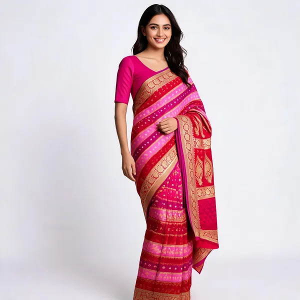 Pink_Banarasi_Pure_Chiffon_Saree_For_Women