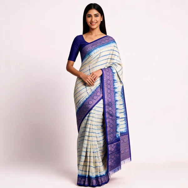 Blue_White_Banarasi_Worm_Silk_Saree_For_Women
