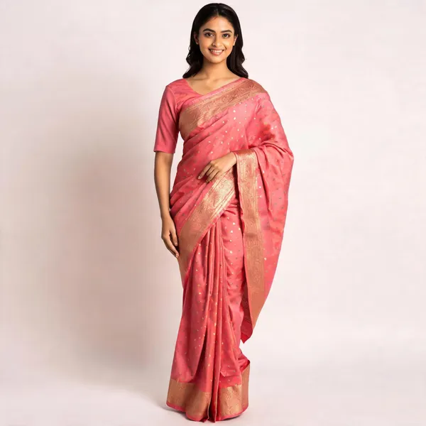 Pink_Banarasi_Worm_Silk_Saree_For_Women