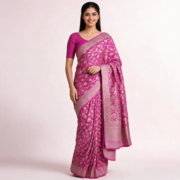 Magenta_Handloom_Banarasi_Khaddi_Georgette_Saree_For_Women