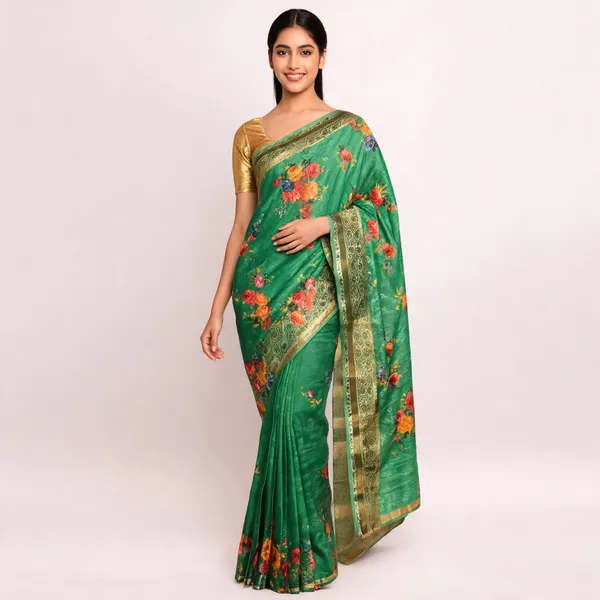 Green_Cotton_Digital_Print_Saree_For_Women
