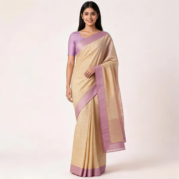 Beige_Banarasi_Worm_Silk_Saree_For_Women
