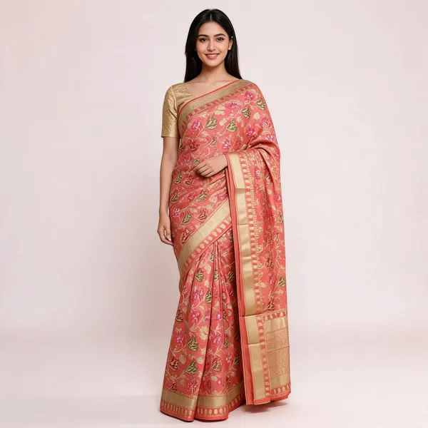 Peach_Banarasi_Meenkari_Silk_Saree_For_Women