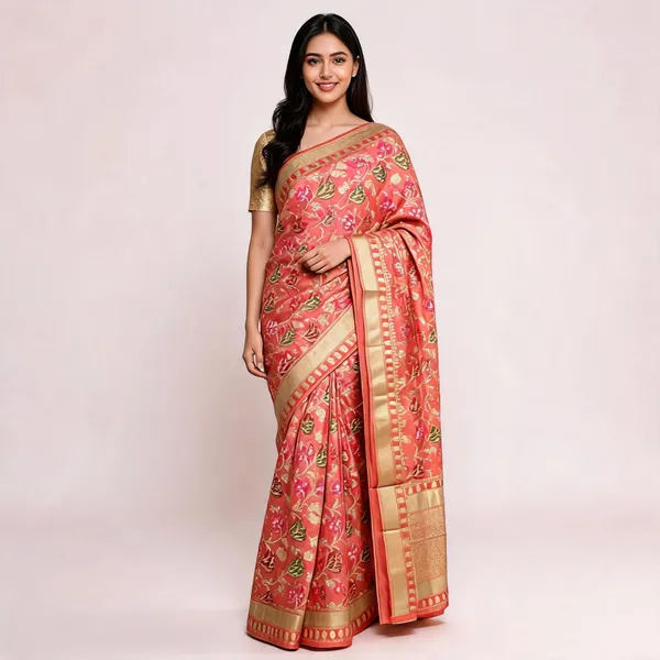 Peach_Banarasi_Meenkari_Silk_Saree_For_Women