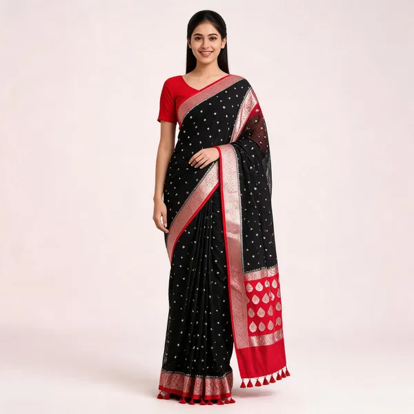 Black_Banarasi_Chiffon_Saree_For_Women