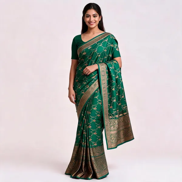 Green_Banarasi_Worm_Silk_Saree_For_Women