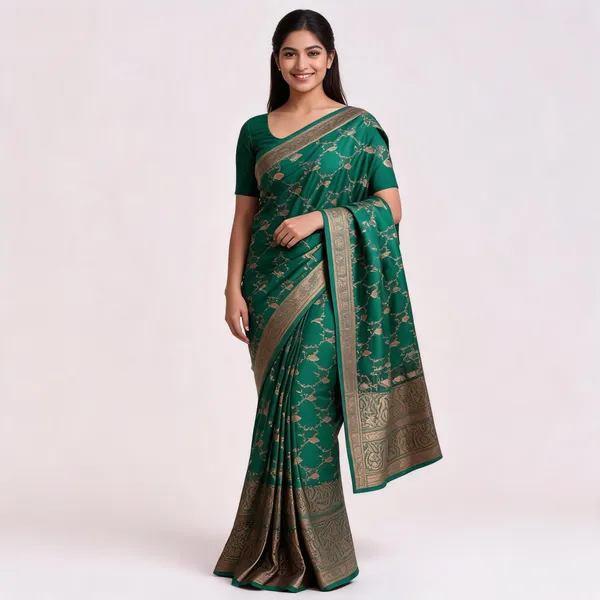 Green_Banarasi_Worm_Silk_Saree_For_Women