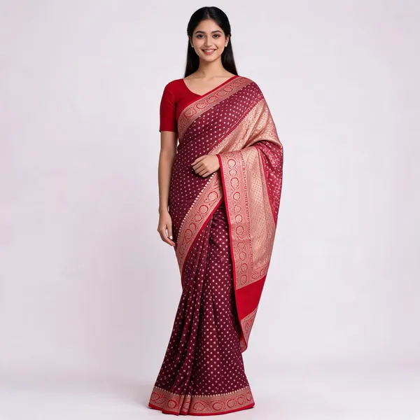 Maroon_Banarasi_Worm_Silk_Saree_For_Women