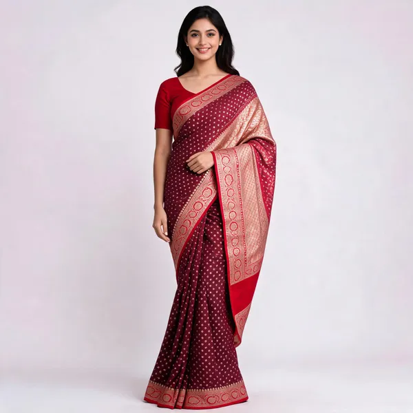 Maroon_Banarasi_Worm_Silk_Saree_For_Women