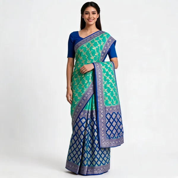 Green_Handloom_Banarasi_Khaddi_Georgette_Saree_For_Women