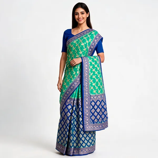 Green_Handloom_Banarasi_Khaddi_Georgette_Saree_For_Women
