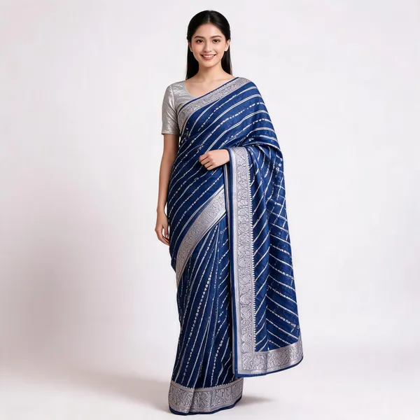 Blue_Banarasi_Georgette_Woven_Saree_For_Women