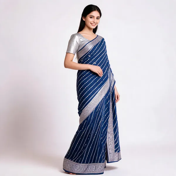 Blue_Banarasi_Georgette_Woven_Saree_For_Women