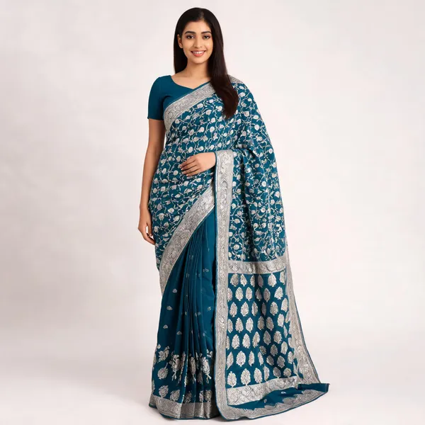 Blue_Handloom_Banarasi_Khaddi_Georgette_Saree_For_Women