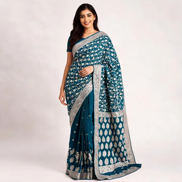 Blue_Handloom_Banarasi_Khaddi_Georgette_Saree_For_Women