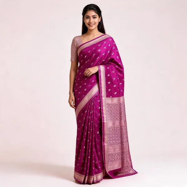 Magenta_Banarasi_Silk_Woven_Saree_For_Women