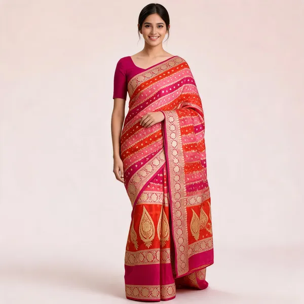 Pink_Banarasi_Pure_Chiffon_Zari_Woven_Saree_For_Women