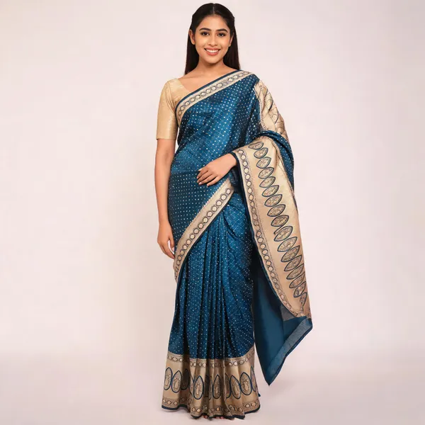 Blue_Banarasi_Mashru_Silk_Saree_For_Women