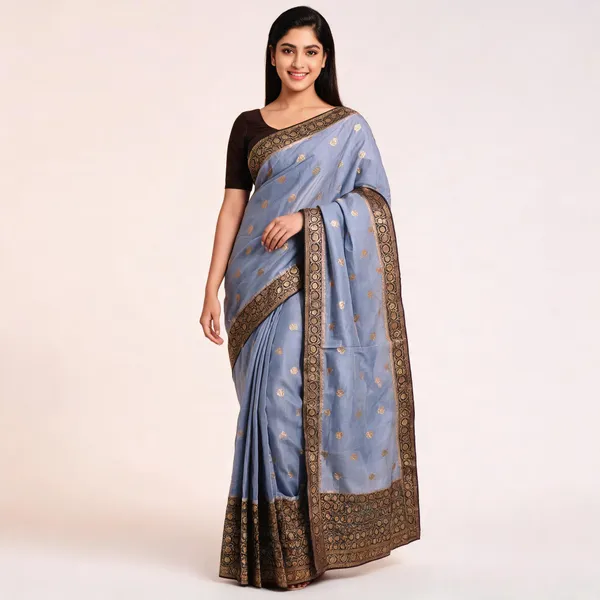 Light_Blue_Tussar_Silk_Saree_For_Women