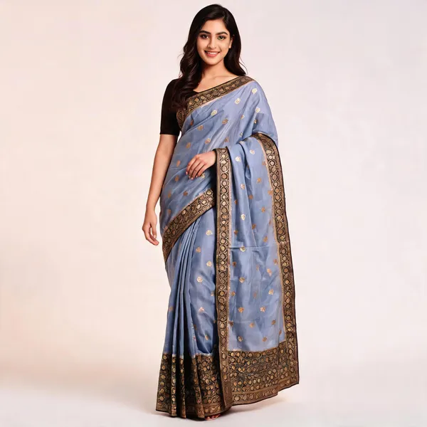 Light_Blue_Tussar_Silk_Saree_For_Women