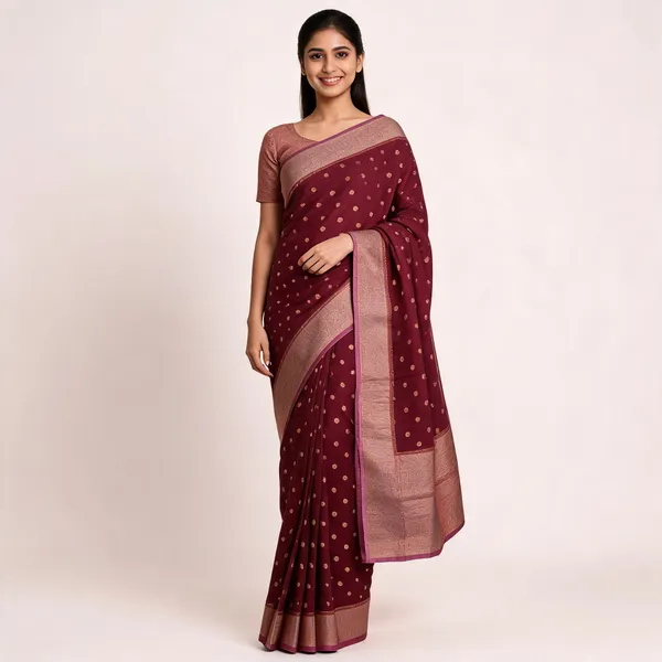 Maroon_Tussar_Silk_Saree_For_Women