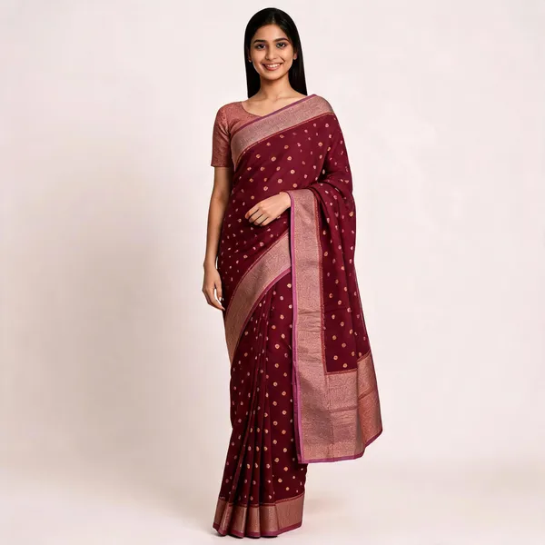 Maroon_Tussar_Silk_Saree_For_Women