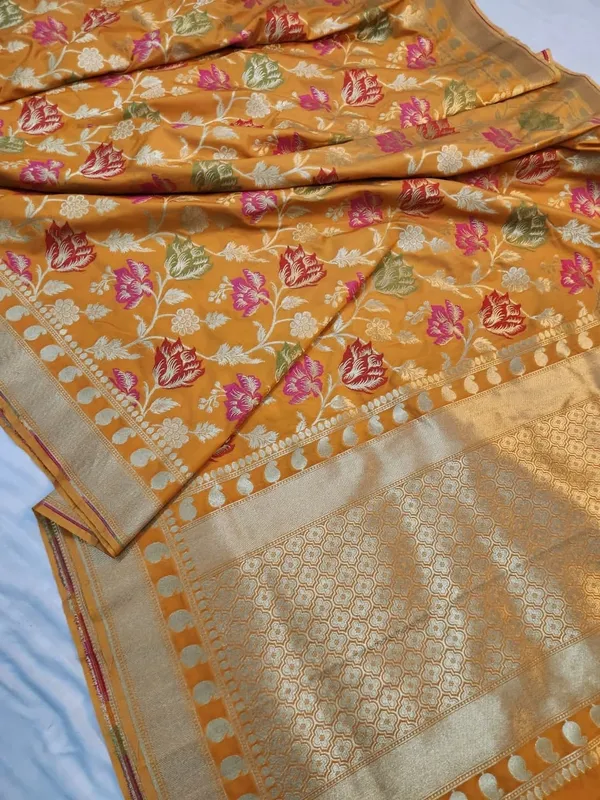 Mustard_yellow_Banarasi_Meenkari_Silk_Saree_Saree
