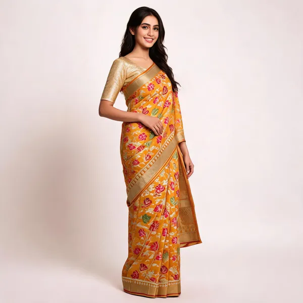 Mustard_Yellow_Banarasi_Meenkari_Silk_Saree_For_Women