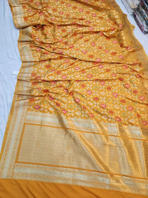 Mustard_yellow_Banarasi_Meenkari_Silk_Saree_Saree